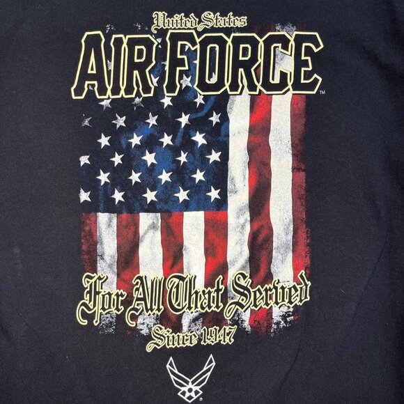 Black Ink Live Free Air Force Men’s Black Cotton Graphic T‑Shirt Size XL - Picture 5 of 5
